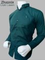 Men’s Stylish Dark Green Full-Sleeve Shirt | Premium Shemrey Fabric | Elegant & Comfortable. 