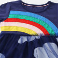 2-7T Rainbow Girls Dresses  Long Sleeve Cloud New Year Gifts Children's Autumn Spring Kids Clothes Birthday Toddler Kids Frocks. 