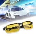 2PCS Night Vision Glasses Men Anti-Glare Driving Goggle Half Frame Polarized Sunglasses for Driver UV400 Day and Night Glasses. 