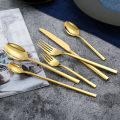 Western Tableware Black Dinnerware Set 6 Pieces Cutlery Set Stainless Steel Knife Fork IceTea Spoon Party Classic Silverware Set. 