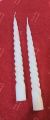 TWO LONG SPIRAL TAPER CANDLE IN PASTEL COLOURS (20 cm Tall). 