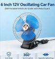 1Pcs 6 Inch 12V 25W Portable Oscillating Car Cooling Fan Low Noise Metal Safety Guard For Vehicle Truck RV Boat. 