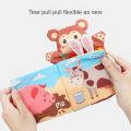 10page Animal Hand Puppet Cloth Book Baby Tail Cloth Book Baby Soothing Tear Away Book Naughty Cloth Puppet Enlightenment Toy. 