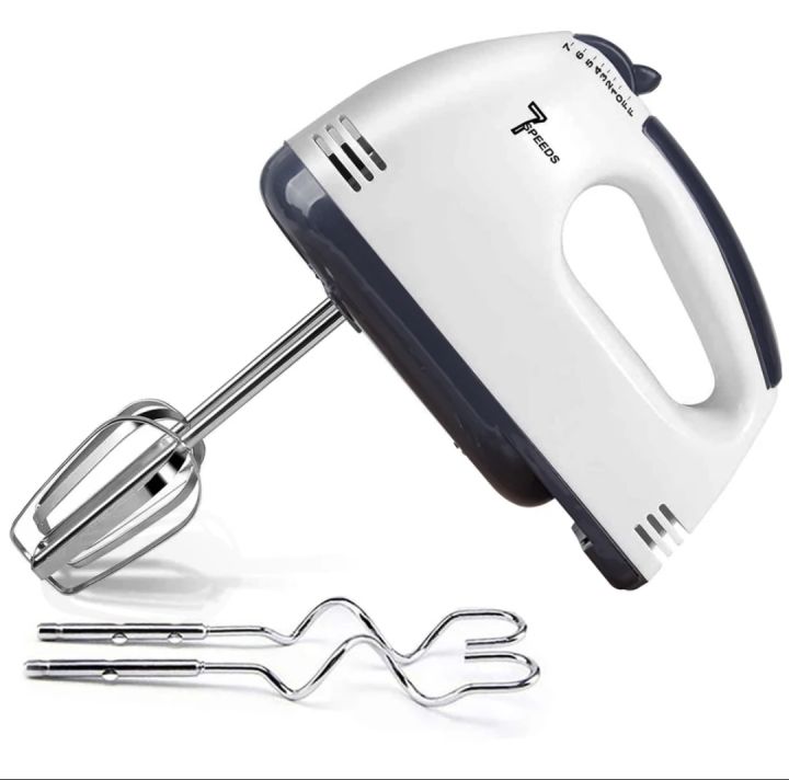 Hand Held Mixer Electric Whisk 7-Speeds Portable Hand Mixer Food Baking Mixers with 2 Beaters 2 Dough Hooks Mini Egg Cream Food Beater for Kitchen Making Caket