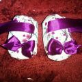 new born baby girl dress in purple color with hairband and shoes baby romper set 3 peace. 