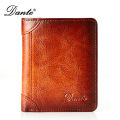 Dante Leather Men's Wallets RFID Anti-theft Brush Degaus Head Layer Cowhide Retro Casual Vertical Money Bag Money Two fold Clips. 