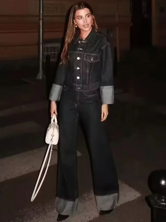 HH%20Women%20Fashion%20Denim%20Set%20Casual%20Lapel%20Long%20Sleeve%20Crop%20Jacket%20Buttons%20Female%20Vintage%20Wide%20Leg%20Loose%20Jeans%20Long%20Pants%20-%20Image%203