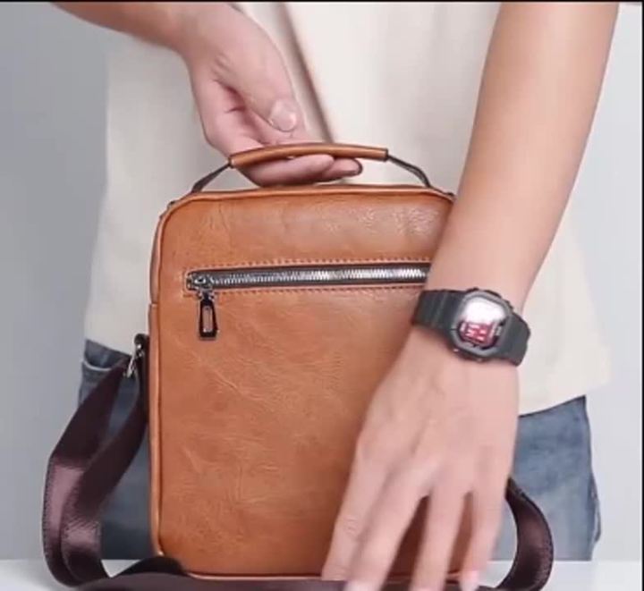 Men's Durable Shoulder Bag High Quality PU Leather Cross Body Sling Bags Travel Crossbody Fashion Pack for Male