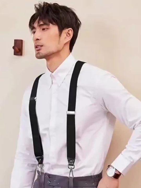 Heavy Duty Suspenders with Swivel Hooks for Men Work Jeans Y Back Big and Tall Adjustable Elastic Trouser Braces Belt Loop Strap