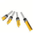 4pcs,1/4-Inch Shank Bearing Guided Pattern Router Bit - Woodworking Edge Trimming Tool with Double-Edged Straight Cutter. 