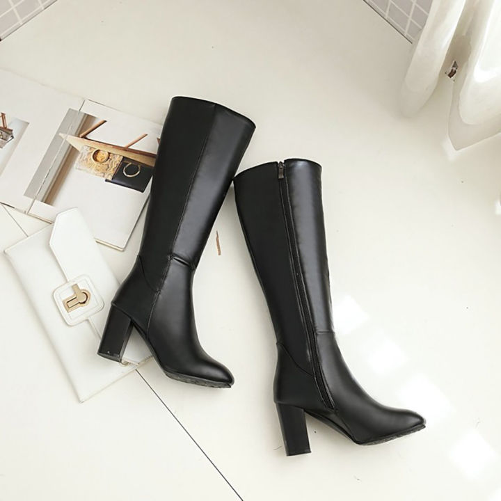 Autumn%20And%20Winter%20Women'S%20High%20Boots%20Fashion%20Soft%20Leather%20Back%20Zipper%20Long%20Boots%20Ladies%20Comfortable%20Knee%20High%20Boots%20Botas%20Mujer%20-%20Image%204