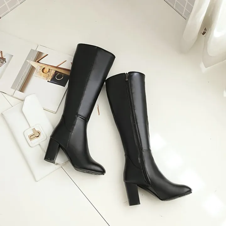 Autumn%20And%20Winter%20Women'S%20High%20Boots%20Fashion%20Soft%20Leather%20Back%20Zipper%20Long%20Boots%20Ladies%20Comfortable%20Knee%20High%20Boots%20Botas%20Mujer%20-%20Image%204