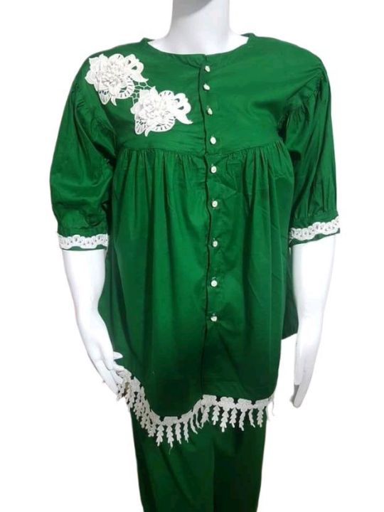 Emerald%20Elegance:%20Green%20Short%20Shirt%20with%20Plazo%20and%20White%20Lace%20Work%20-%20Image%203