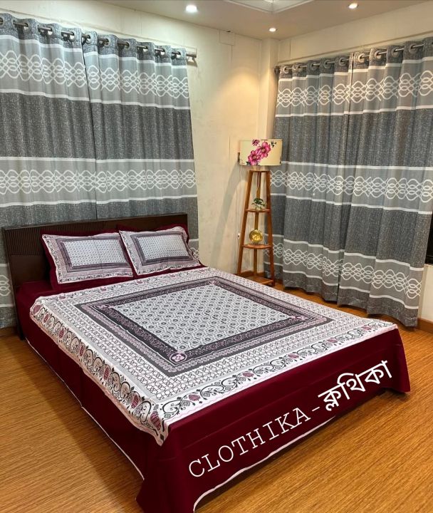 New Design Luxury Panel bedsheet king size (8feet/7.5feet( with 2 pillows cover & 1 side pillow cover for home decorations