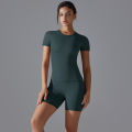 Yoga Set Women Sports Short Sleeve Top With High Waist Leggings Running Jogging Workout Clothes Sports Fitness Gym Sets.