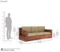 Marriott Wooden Sofa Set in 3+2+1 Seating (Honey Finish, Irish Cream). 