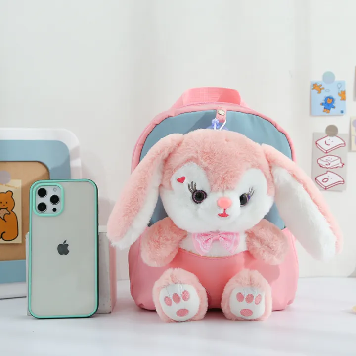 Plush%203D%20Rabbit%20Backpack%20for%20Boys%20Girls%20Kids%20Children%20SchoolBag%20Cute%20Bow%20Tie%20Cartoon%20School%20Bags%20Kindergarten%20Preschool%20Baby%20Bag%20-%20Image%207