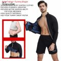 Vensslim Men Sauna Sweat Suit Zipper Waist Trainer Slimming Tops with Packet Fat Burner Body Shaper Belly Trimmer Slim Corset. 