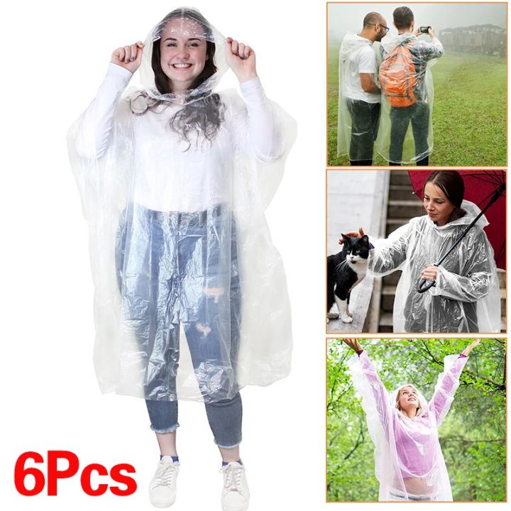 6Pcs%20Disposable%20Waterproof%20Raincoat%20Outdoor%20Hiking%20Mountain%20Travel%20Emergency%20Transparent%20Portable%20Adult%20Poncho%20Rain%20-%20Image%202