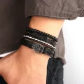 Tree of Life Alloy Accessories Four Combination Set Leather Men's Bracelet Wooden Beads Hand-woven Leather Ornament. 