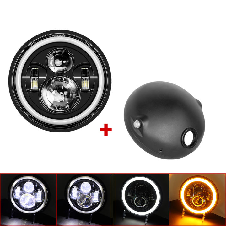 7.5'' Motorcycle Headlight Cafe Racer 7.5 inch Universal Cafe Racer ...