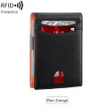 Minimalist men's RFID blocking multi-functional ultra-thin 12-card wallet, front pocket bi-fold solid color portable card holder. 