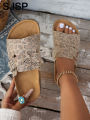Women's Casual Retro Animal Snake Print Slippers and Sandals - Stylish Buckle Single-Strap Design, Non-Slip Pvc Sole, Comfortable Pu Upper, Suitable for Casual Beach Wear, Indoor and Outdoor Outfits, Spring and Summer Series Women's Shoes. 