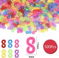 500 Pcs S Clips, Small Rubber Band Clips, Plastic Loom Bands Connectors, Connectors Refills Bracelet Loom Clips DIY Rubber Band. 