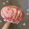 1PC Double Layer Shower Cap Waterproof Reusable Printed Bath Hair Bonnet for Women Ladies Spa Salon Home Travel Use.