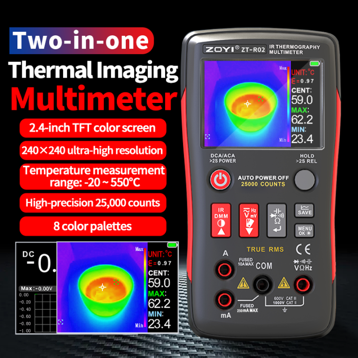 Infrared Multimeter ZT-R02 High-Definition 2-in-1 Infrared Thermal Imaging Multimeter for ...