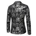 Men's Slim Fit Print Blazer Jacket 2025 Fashion Handsome Business Casual Silver Stage Show Suit Small Menswear. 
