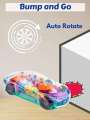 Transparent Concept Racing Car Toy – Light & Sound, Gear Simulation, 360° Rotating 3D Mechanical Concept Car for Kids.
