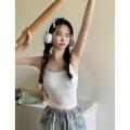 Mimi & didi. Korean-style short-sleeved strap cropped vest waistcoat slim fit chest sling vest # x2025. 