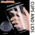 50PCS Disposable Plastic Cups with Lids for Ice Coffee Cold Drinks Plastic Cups Home Restaurant Drink Shop Party Picnic Party. 