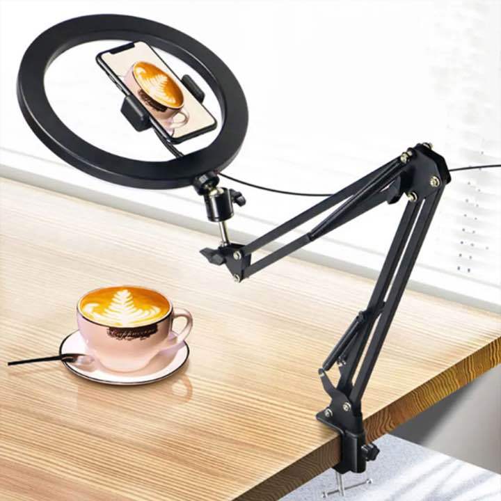 Overhead Video Stand with 10 inch Ring Light and Phone Mount for ...