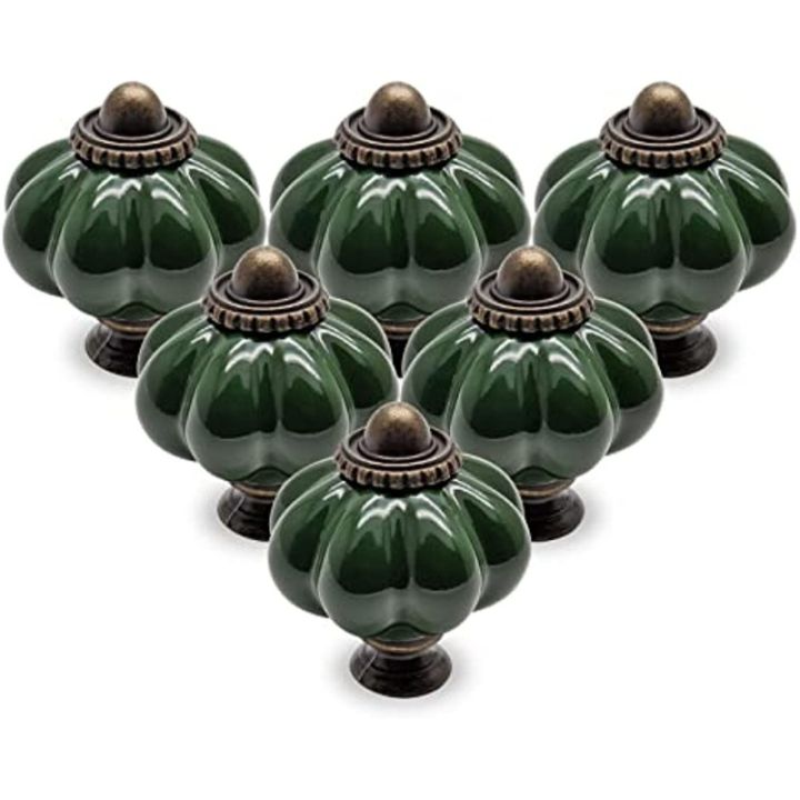 3/6/12PCS Polished Metal & Dark Green Ceramic Knobs Set - Secure Cabinet and Dresser Pulls with Hardware for Home Decoration