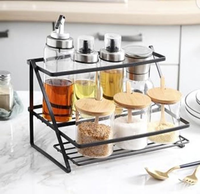 2-Layer Metal Spice Rack Organizer for Kitchen Accessories By F&A Salers