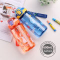 600ml Dinosaur Water Bottle For Kids Water Sippy Cup With Silicone Straw Leakproof Plastic Water Bottles Summer Kids Water Cup. 