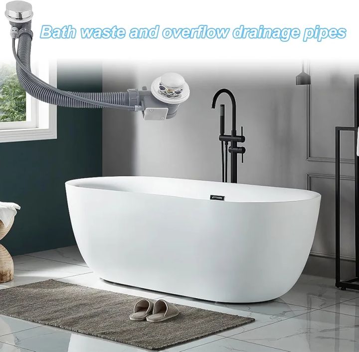 Bath tub waste drain pipe kit set plastic bath tub drain pipe assembly pvc