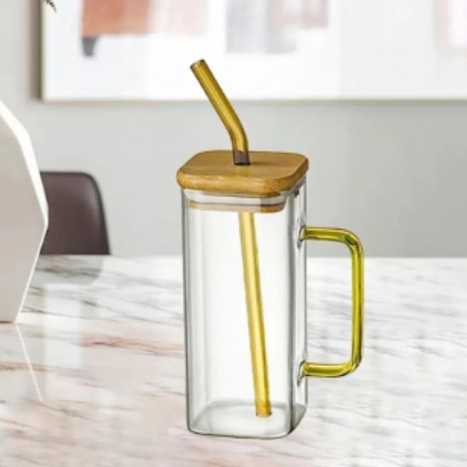 trendy glass for juice, milk,