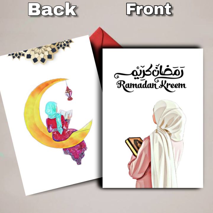 Ramadan Mubarak itikaf mubarak wishing card for Girls
