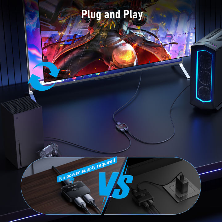 Lemorele%204K%20HDMI%20Splitter%20Switch%202%20in%201%20Out%2060Hz%20HDMI-compatible%202.0%20Hub%20Switcher%20for%20PC%20Laptop%20HDTV%20Xbox%20PS4%20PS5%20TV%20Macbook%20-%20Image%204