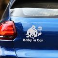 Baby In Car Waving Baby on Board Safety Sign Auto Window Bumper PET Waterproof Sticker Silver White Universal Car Accessories. 