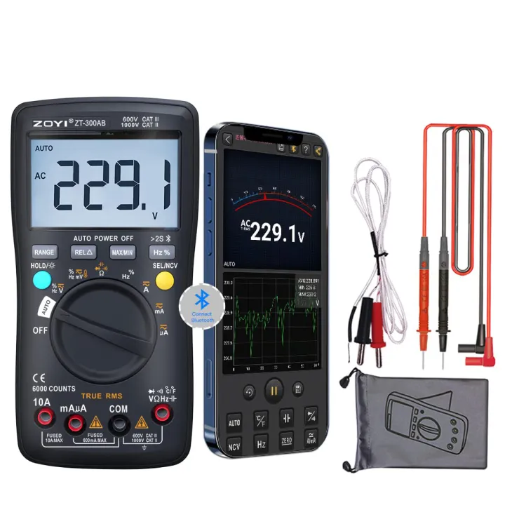 ZOYI 300AB Digital Multimeter 6000 Analog Tester True RMS Professional ...