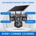 V380 Pro 3 three Lens Waterproof 4G Sim Solar system Battery Backup 9MP Full HD IP Camera. 360 Degree Wide Angle Auto Tracking Color Night Vision Two Way Audio PTZ IP Camera. 