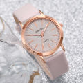 2PCS/Set Women's Watches Fashion Matting Dial Leather Band Analog Quartz Watch Set（Without Box）. 
