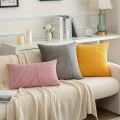 Beige Striped Striped Patchwork Corduroy Throw Pillow Cover 18x18 Soft Plush Couch Cushion Cover for Sofa Cozy Modern Pillowcase.