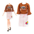 1Set Dollhouse Miniature Doll Dress / Short Skirt / Blouse Summer Wear Clothing For 30cm Dolls Fashion Clothes. 