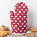 1 Piece Cotton And Linen Heart Printed Microwave Oven Gloves For Household Kitchen Thickened Heat-Resistant Gloves. 