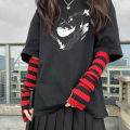Lolita Long Socks Women's Leg Warmers Red Black Strip Arm Warmer Keep Sleeve Autumn Winter Crochet Socks Boot Cuffs Accessories. 